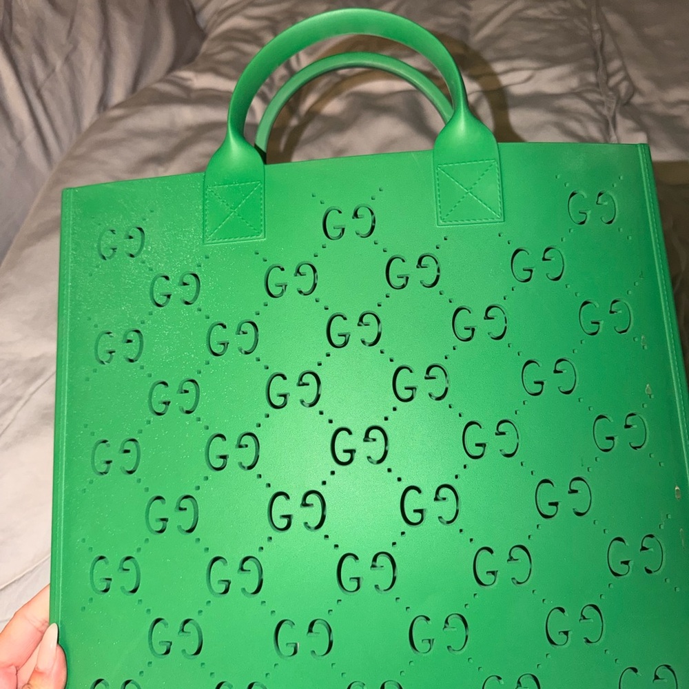 Gucci Green Perforated GG Tote
